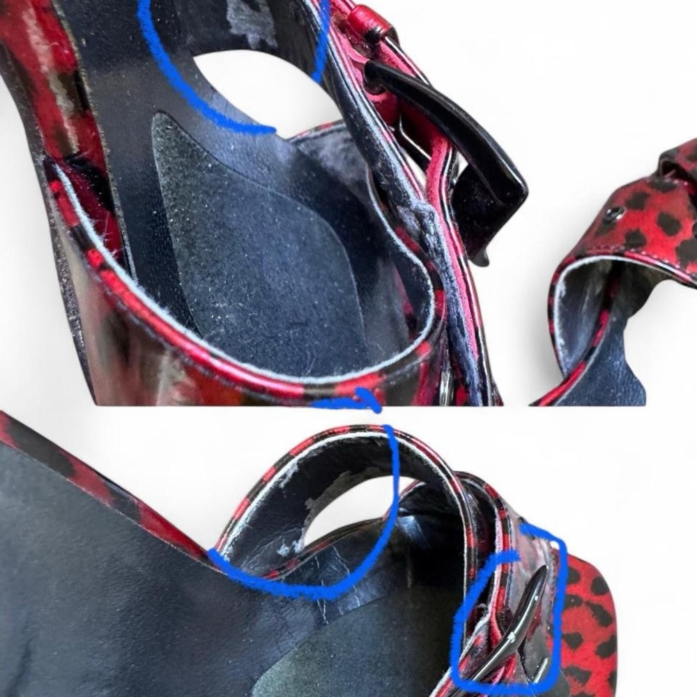Stuart Weitzman Red Leopard Print Sandals - Picture 7 of 8